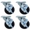 Bk Resources 4-inch Plate Casters, Polyolefin Wheels, Top Lock Brake, 300lb Capacity, 4PK 4SBR-1PT-LDP-PS4 - alternate 1